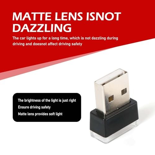 4PCS USB LED Car Interior Atmosphere Lamp, Mini LED Night Light, USB white