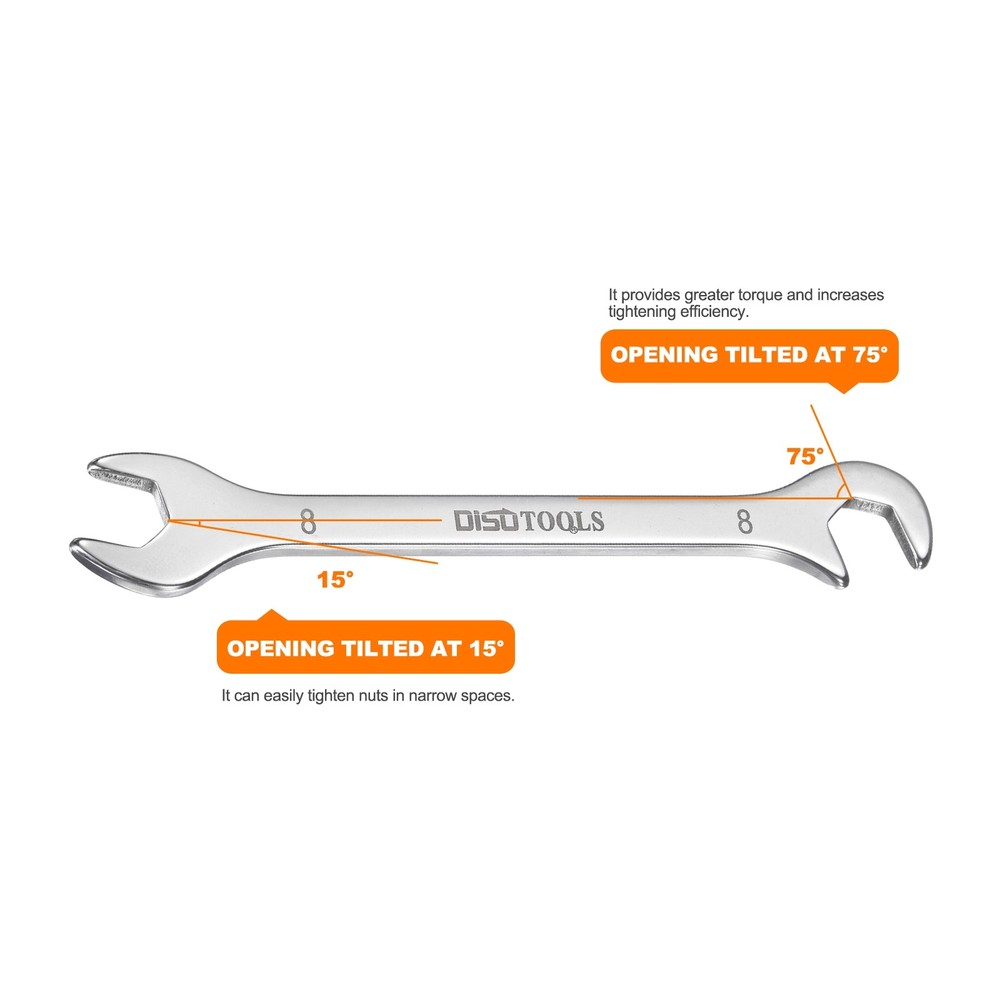 Super-Thin Open End Wrench 8mm Metric Angled Open-End Wrench