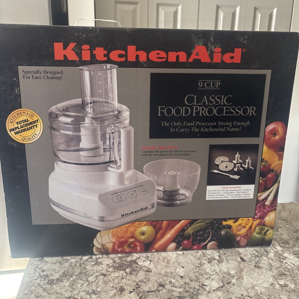 KitchenAid KFP500WH Classic 9 Cup Food Processor White Complete Set W/Box EUC