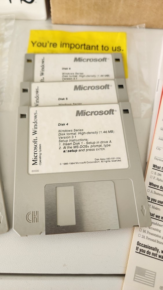 Vintage Microsoft Windows 3.1 Operating System PC Software Complete 6 Disk Set