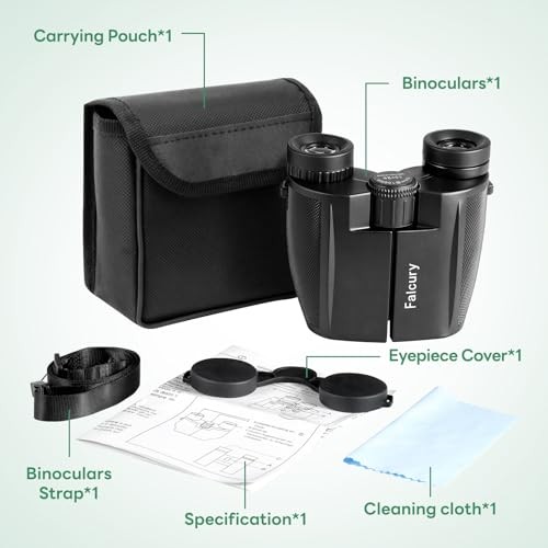 10x25 Compact Binoculars for Adults & Kids - High-Powered, Foldable,