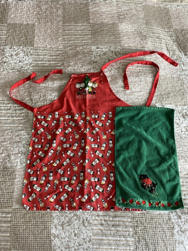Christmas Apron And Kitchen Towel  Read Description