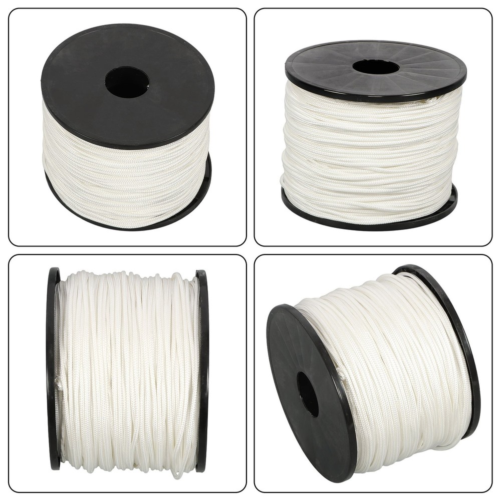 1/8 in White Dacron Polyester Cord - 500 Foot Spool Industrial Solid Braid Rope