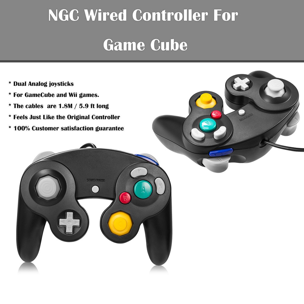 2 Pack Black Wired Controller For Nintendo GameCube Console CLASSIC JOYPAD