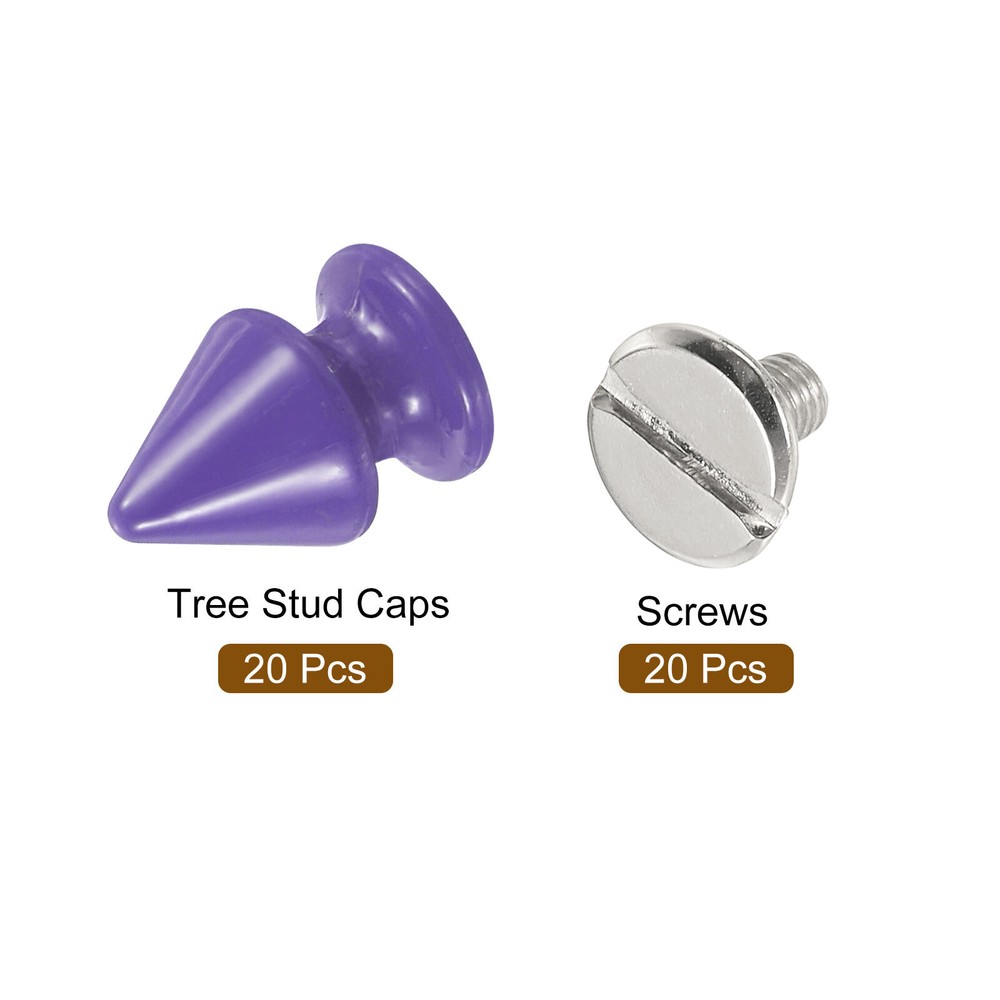 20Sets Cone Spike Stud Rivet, 8x12mm Tree Studs and Spikes (Light Purple)
