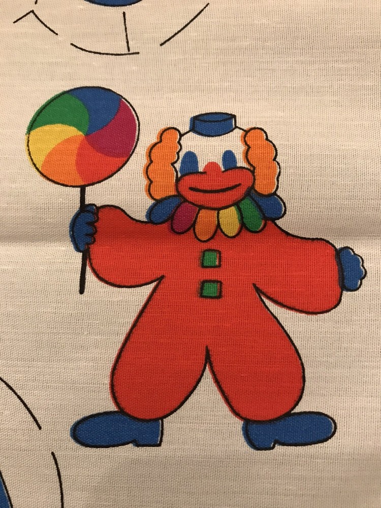 vintage rainbow the clown fabric doll panel