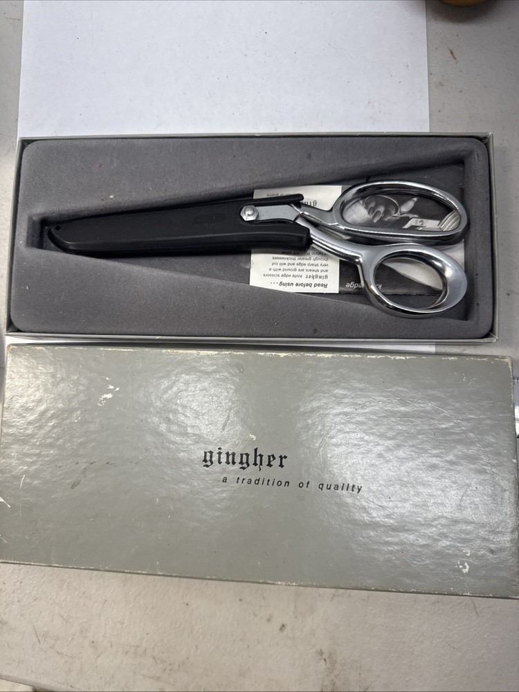 Gingher Scissors Silver Vintage Box Germany Sewing Seamstress