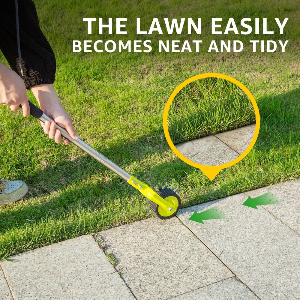 58-Inch Manual Edger Lawn Tool, Wheel Rotary Edger with Adjustable 4-Section ...