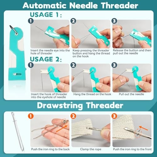 Lechchy 33 Pcs Sewing Tool Kit - with Automatic Needle Threader/Fish Mouth