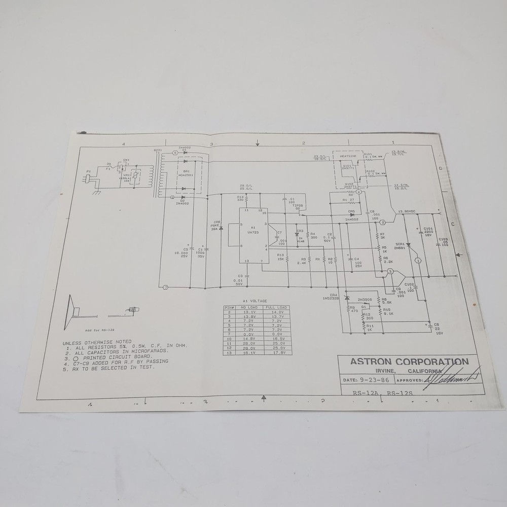 Astron RS-12A, RS-12S Schematic