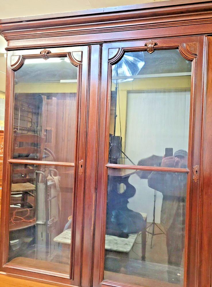 EXCEPTIONAL AMERICAN VICTORIAN WALNUT AND BURL BOOKCASE