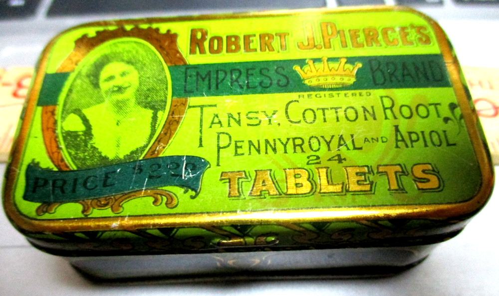 Tin  Museum Empress Brand Robert J Pierce's Tablets Great graphics empty EUC