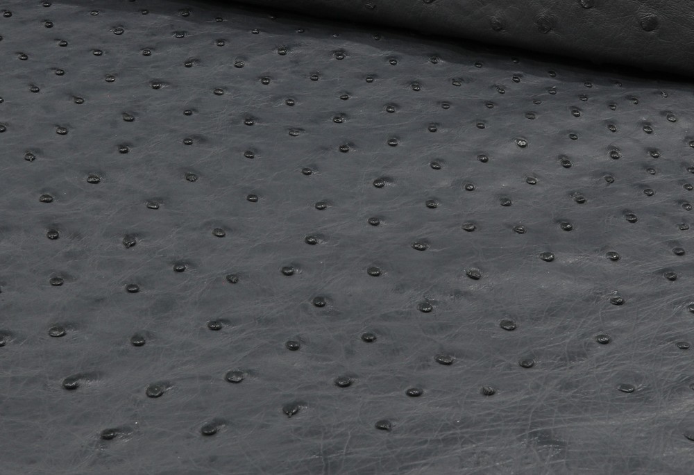 Ostrich Leather Hide Charcoal Gray SF