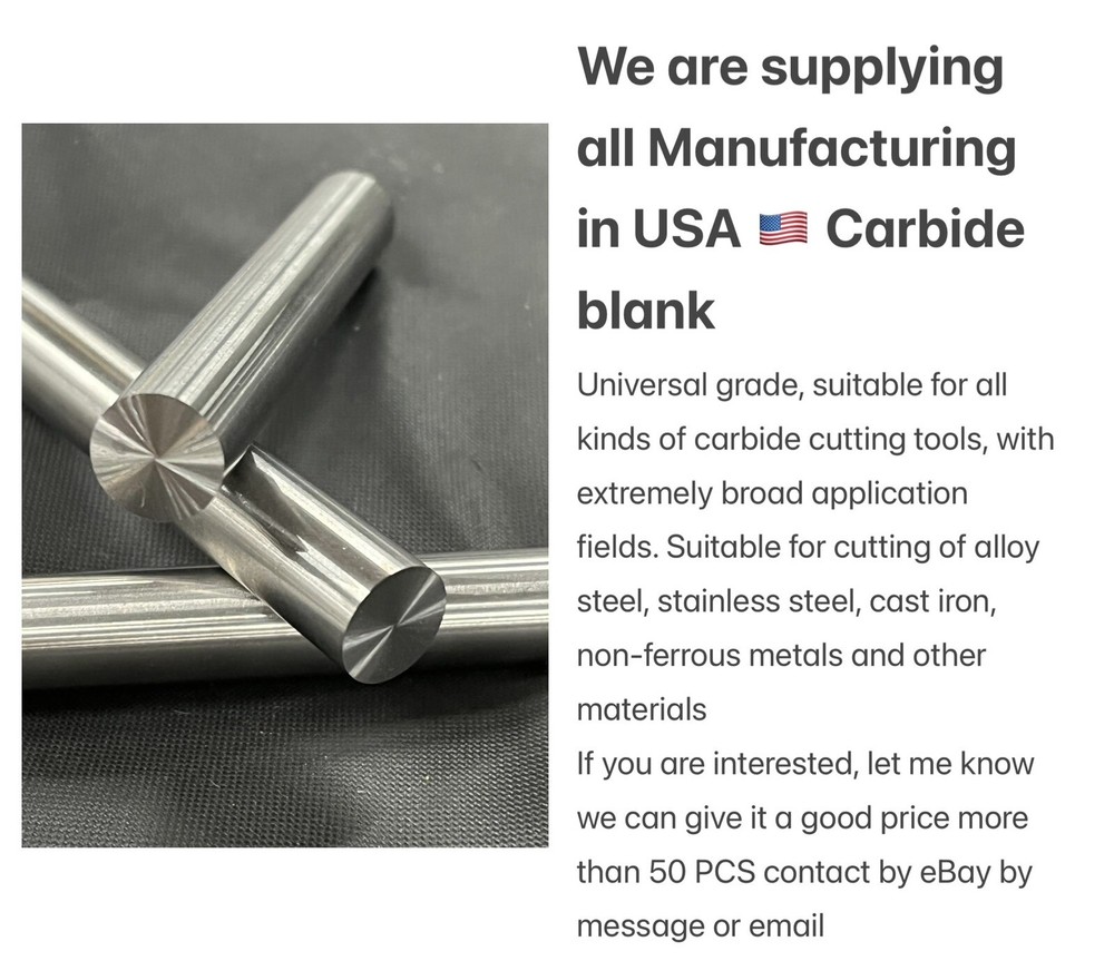3/8" x 3.5”  Tungsten Solid Carbide Rods Blank 10% Cobalt