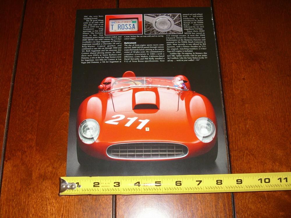 1957 FERRARI 625 TRC SPIDER ORIGINAL 2012 ARTICLE
