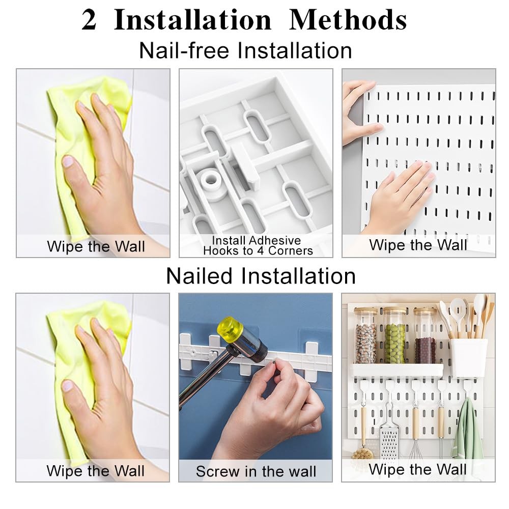 Pegboard Organizer Wall Kit 2 Pieces White Board 11 Accessories Storage Mount
