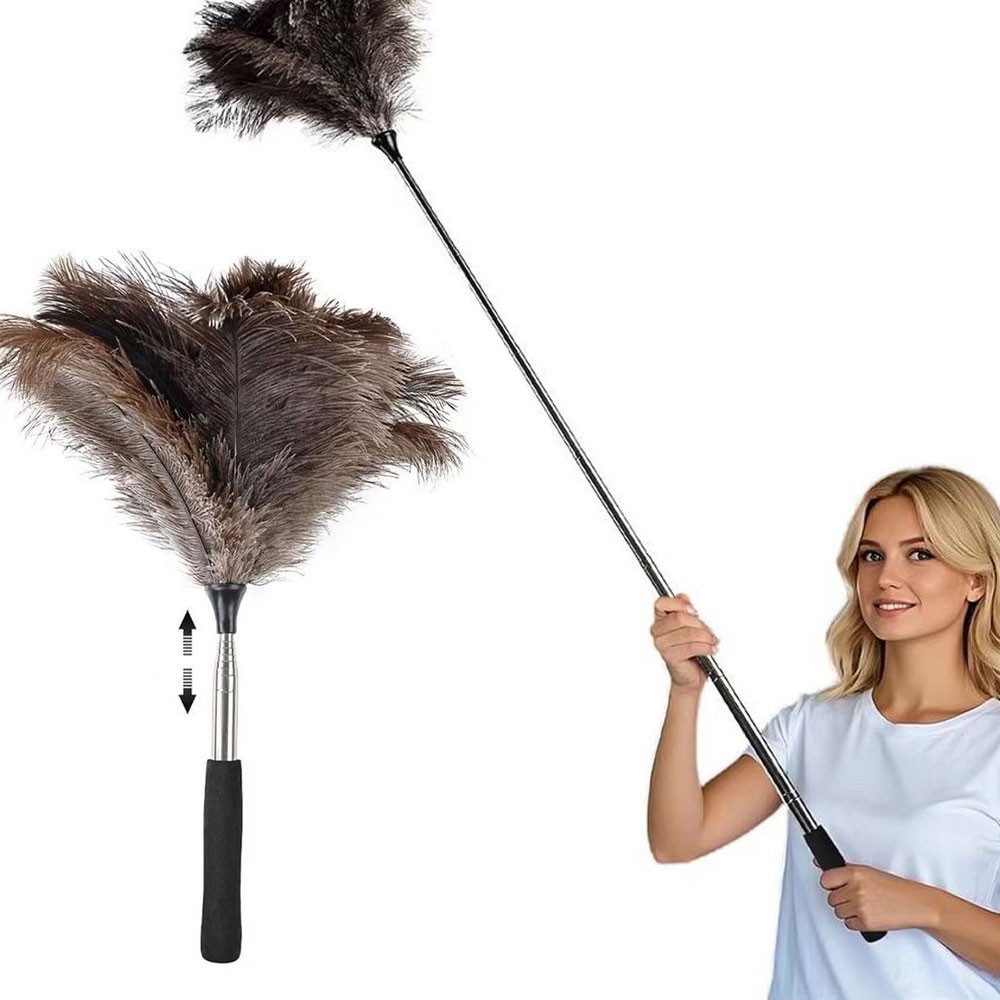Extendable Ostrich Feather Duster Retractable Feather Duster with Nonslip Handle
