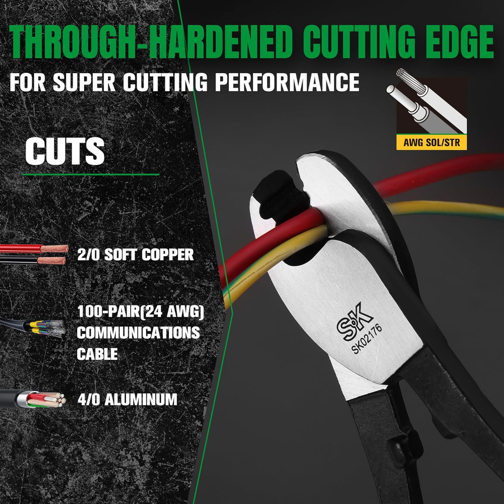 8-Inch Cable Cutter, High Leverage Wire Cutter for Cutting, Stripping and Crimpi