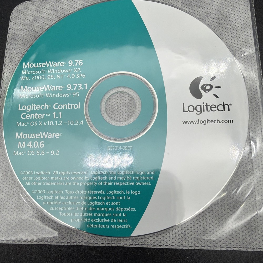 Logitech MouseWare 9.76 CD-ROM for Windows & Mac OS - Disc Only - For Mouse