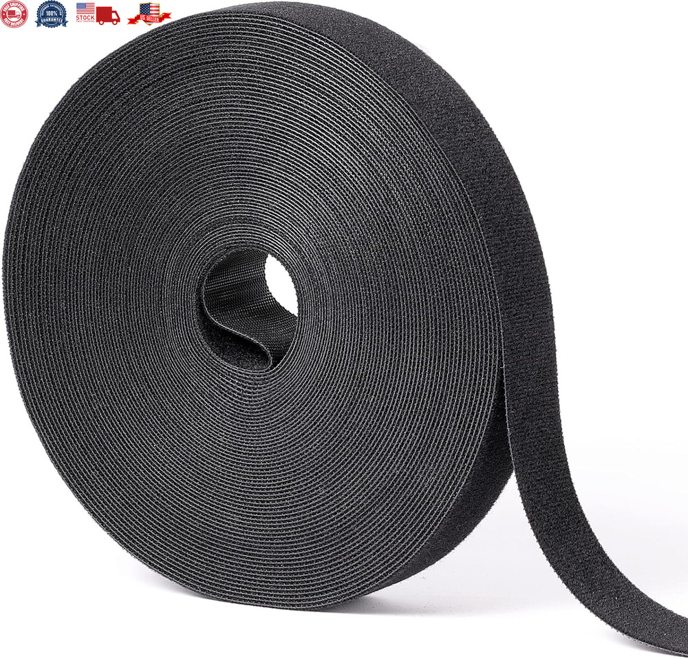 1 in X 60 Ft Hook and Loop Roll | Double-Sided Strips, Self-Gripping Straps