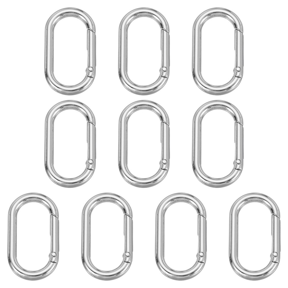 10 Pcs 44mm Oval Shaped Spring Snap Keychain Clip for Purses Silver White