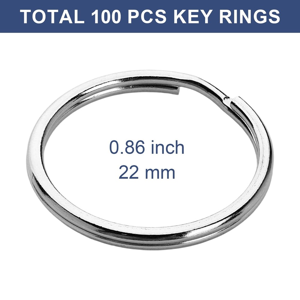 100PCS Key Rings Split Rings,Silver Keychain for silvery