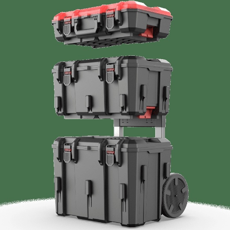 Heavy Duty Storage Organizer Box 3 Piece Modular Rolling Toolbox System Black US