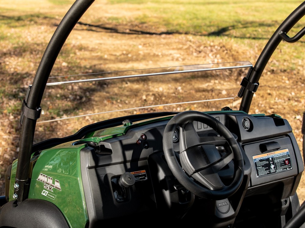 SuperATV Clear Polycarbonate Half Windshield for Kawasaki Mule SX (2017+)