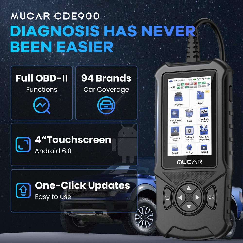 MUCAR CDE900 Car Diagnostic Scanner ABS SRS OBD2 Code Reader Check Engine Tool