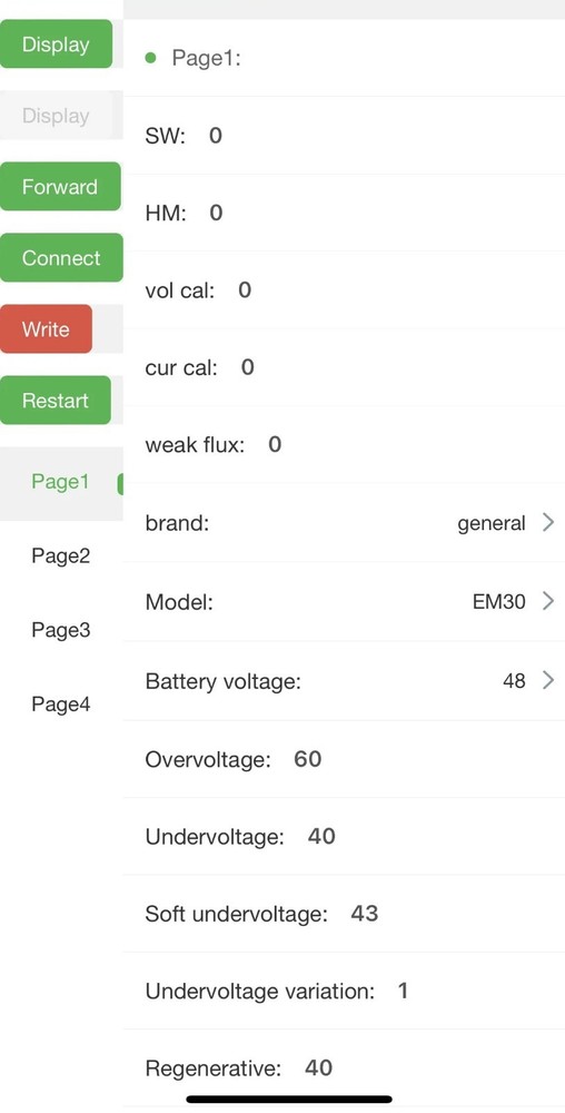 VOTOL controller LanDe controller EM25-EM150S Mobile phone Bluetooth programming