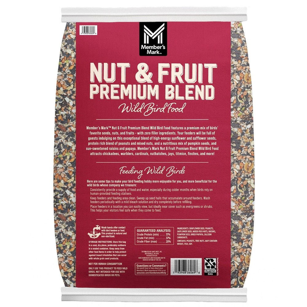 Member's Mark Ultra Premium Nut & Fruit Blend Birdseed, 20 lbs