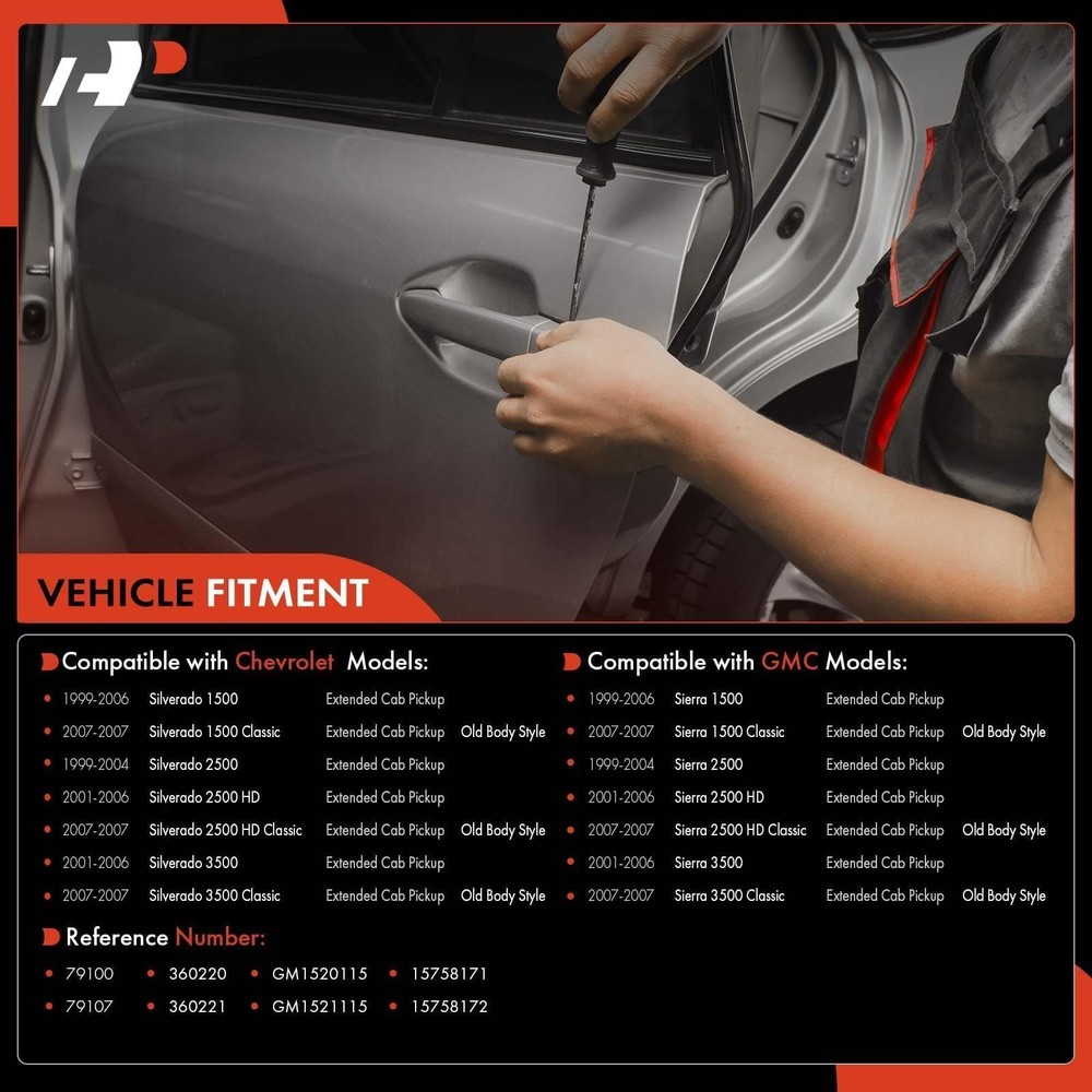 A-Premium - Extended Cab Door Handle Rear Left Driver and Textured Black