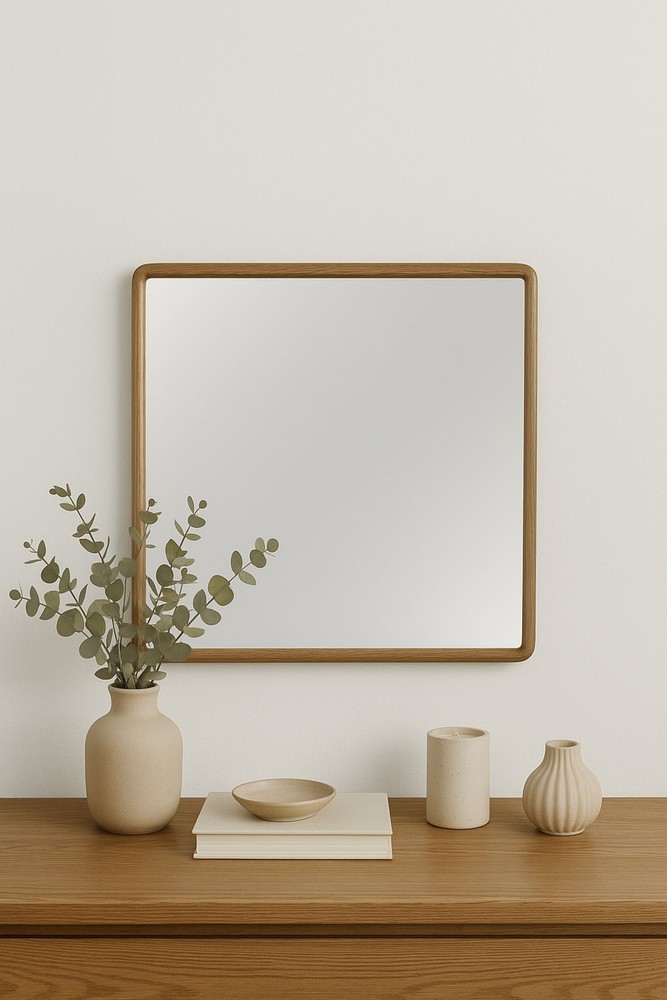 Veneer Frame Mirror, 24x36 Inch Wall Mirror with Rounded Corners