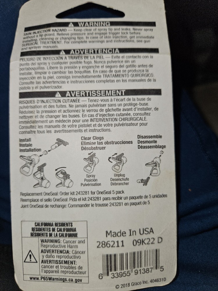 Reversible Spray Tip RAC 5 SwitchTip 286211