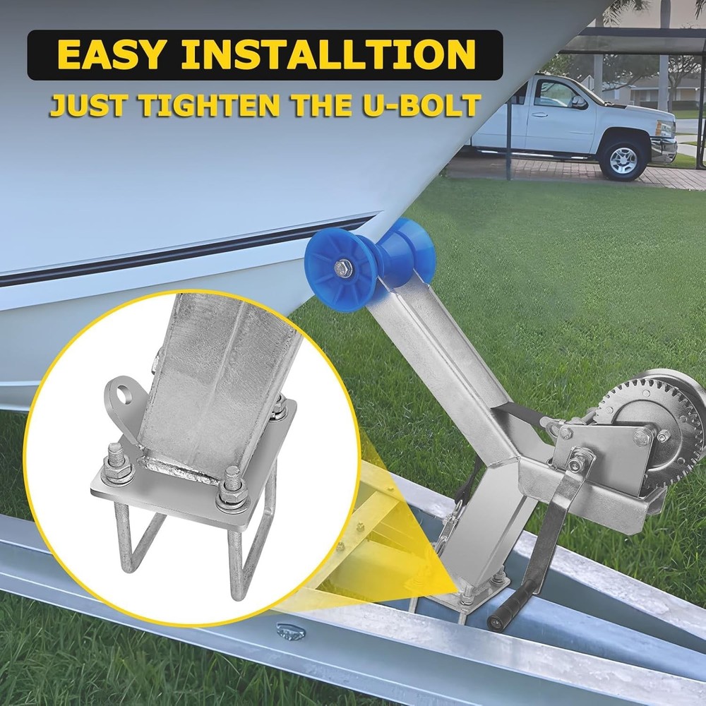 1200LBS Boat Trailer Winch Stand Adjustable with Roller Winch Post for Trailers