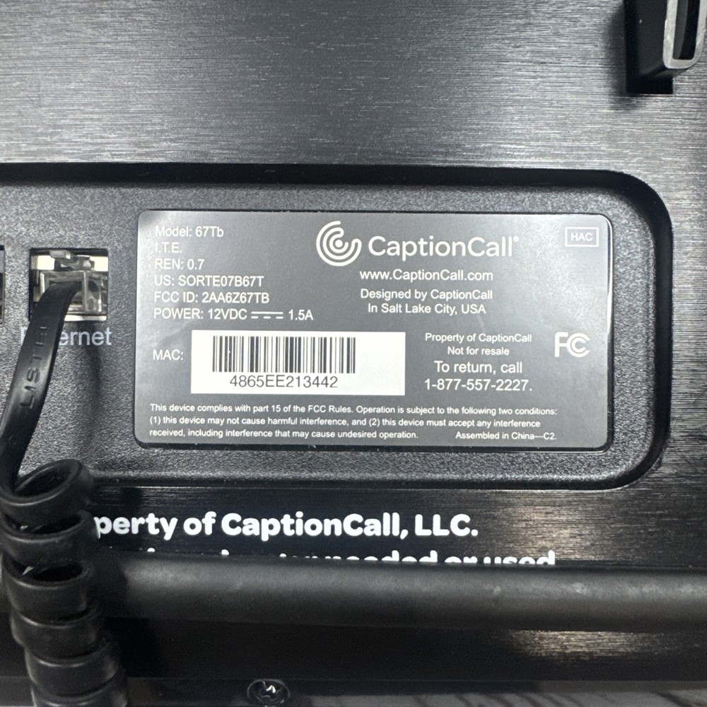 CaptionCall 67TB Screen Phone for Hearing Impaired – Caption Phone UNTESTED