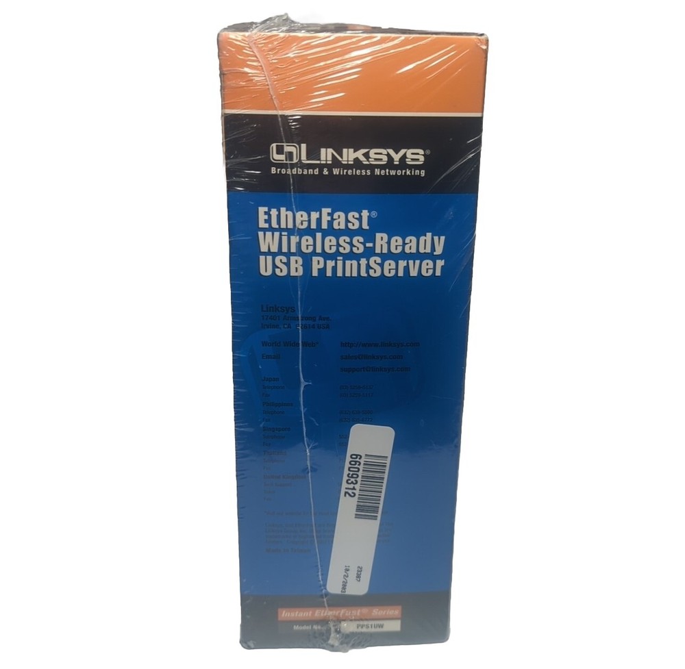 Linksys EtherFast Wireless Ready USB 1 Port PrintServer PPS1UW Sealed