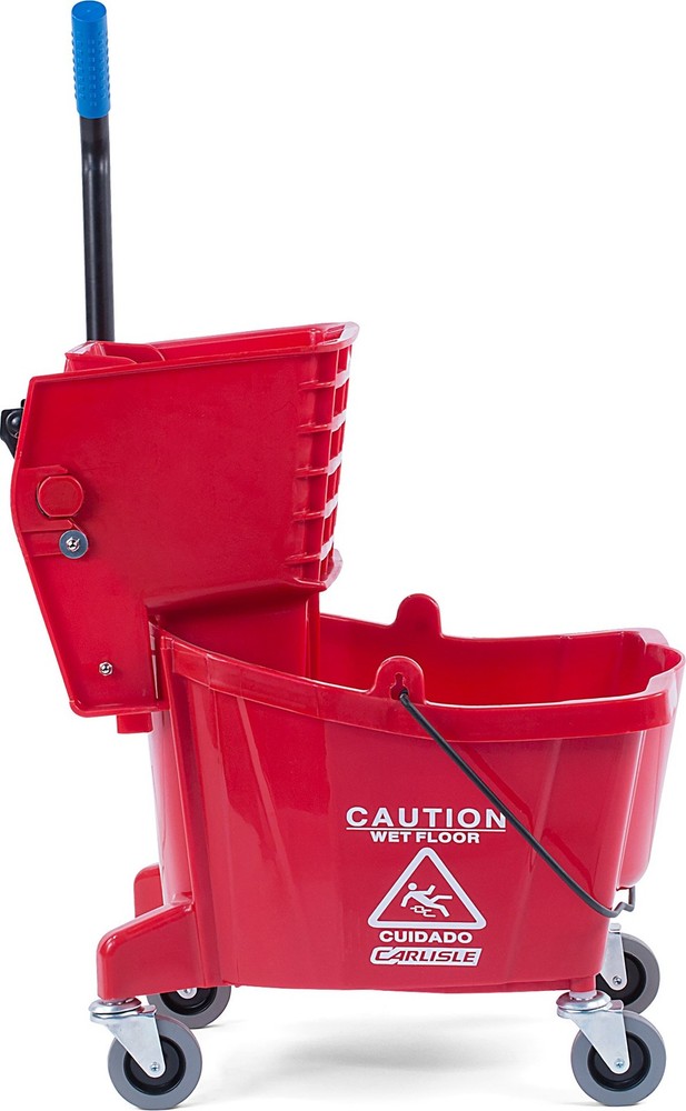 26-Quart Commercial Mop Bucket with Side-Press Wringer, Precision-Molded Poly...