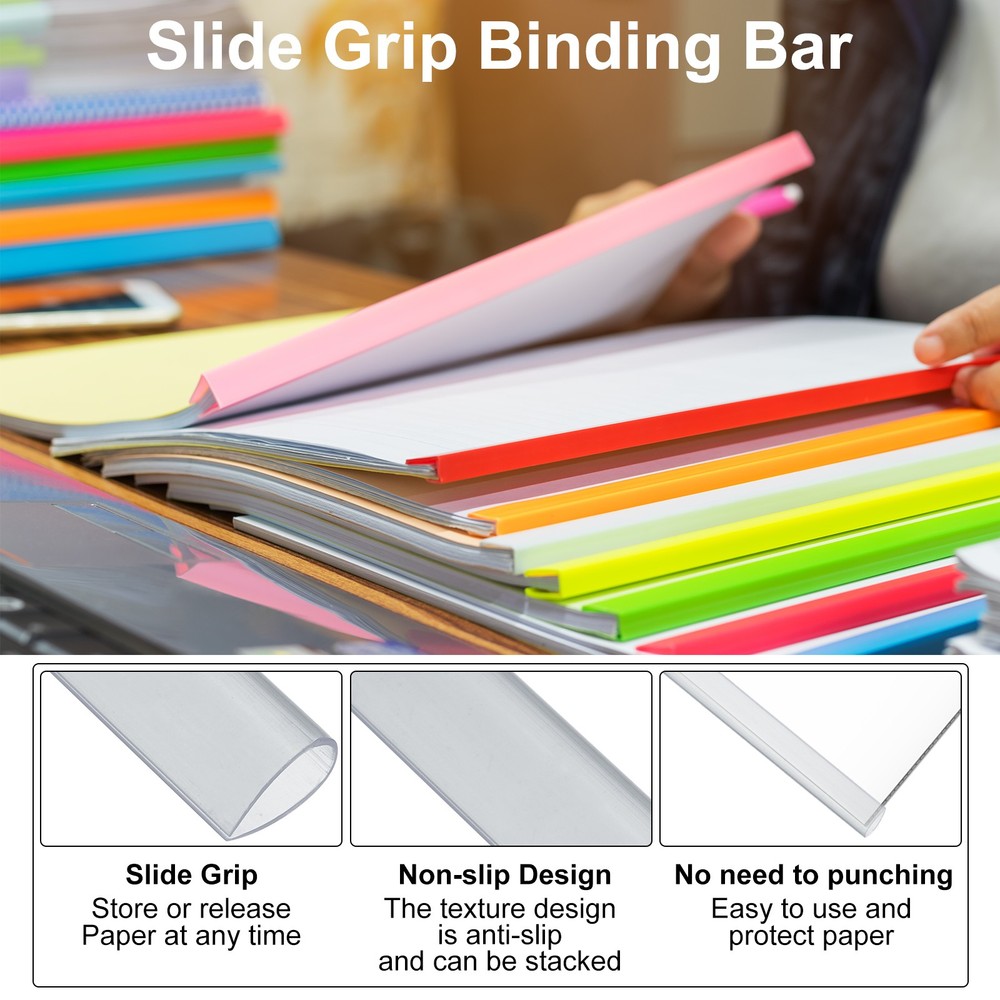 20Pcs 13x8mm Binding Bars, 50 Sheets Capacity, Transparent White