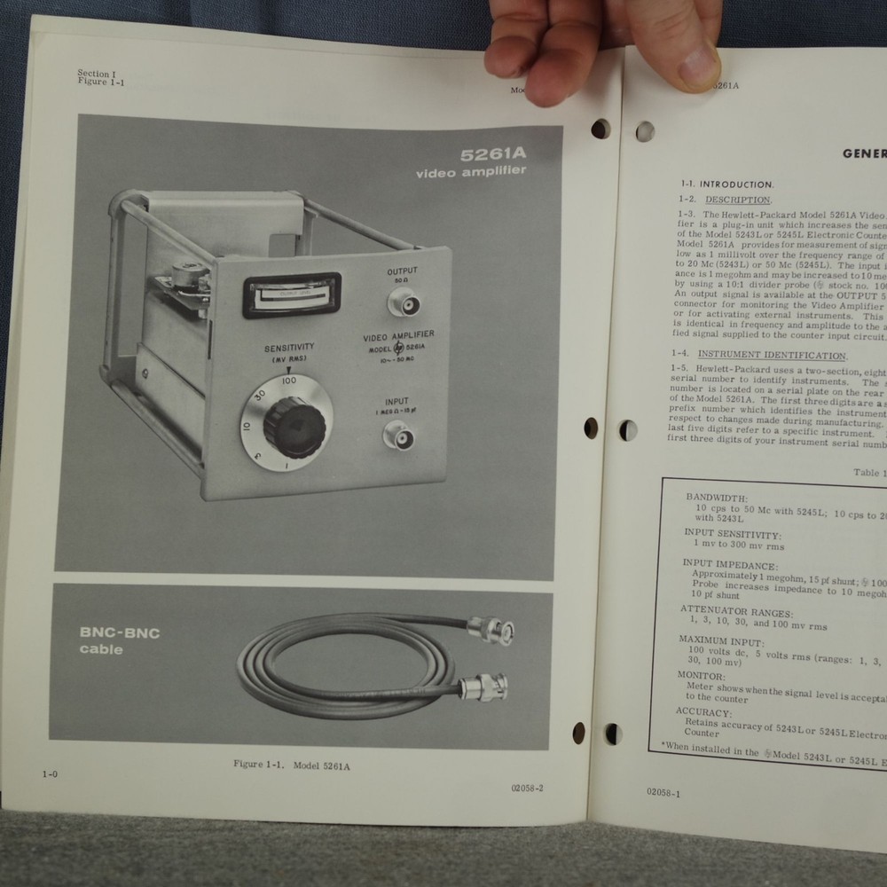 HP 5261A Video Amplifier Operating and Service Manual
