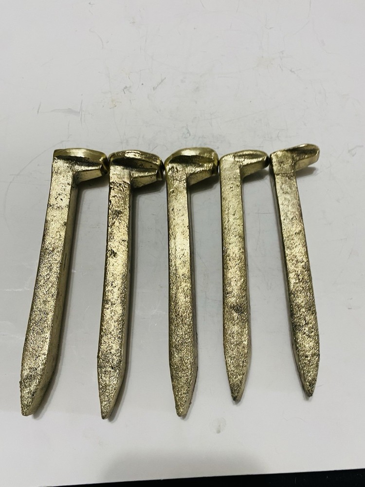 Hand Poured Solid Brass Railroad Spike Paper Weight, Decor, Art Project.