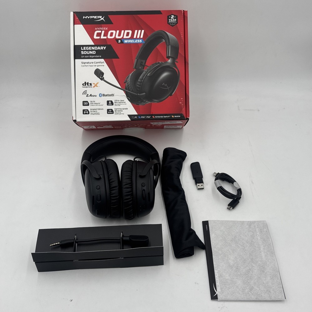 HyperX Cloud III S Wireless - Gaming Headset (Black) Open Box
