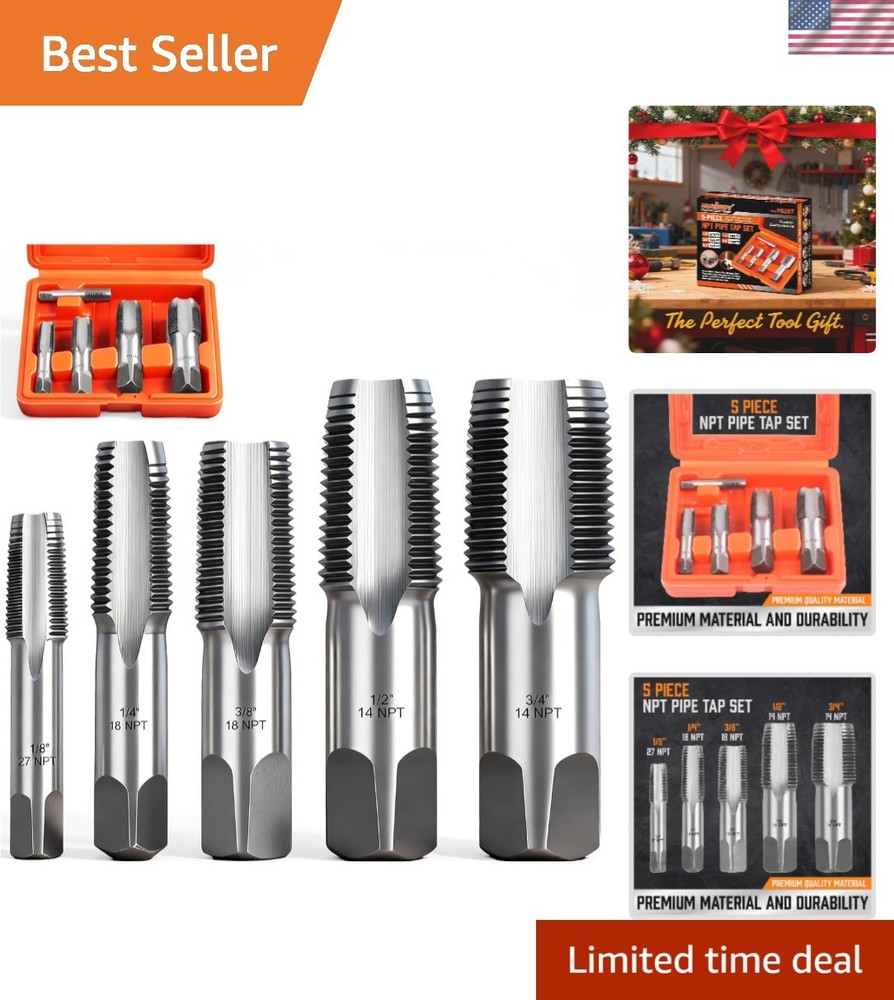 Durable 5-Piece Carbon Steel Pipe Threading Tools with Organized Storage Case
