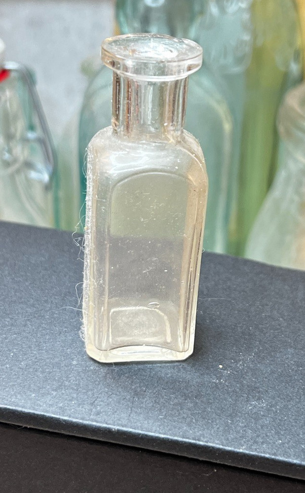 Vintage Small Clear Glass Bottle 3"H