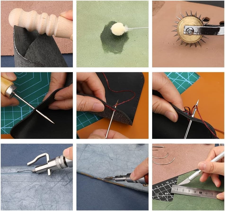 Practical Leather Tool Set for Crafting with Various Punch Sizes and Accessories