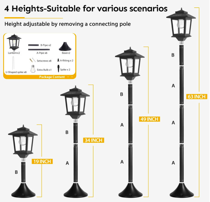 63Solar Lamp Post Lights 2Pack Outdoor Post Lights Waterproof Pole Lights Ou