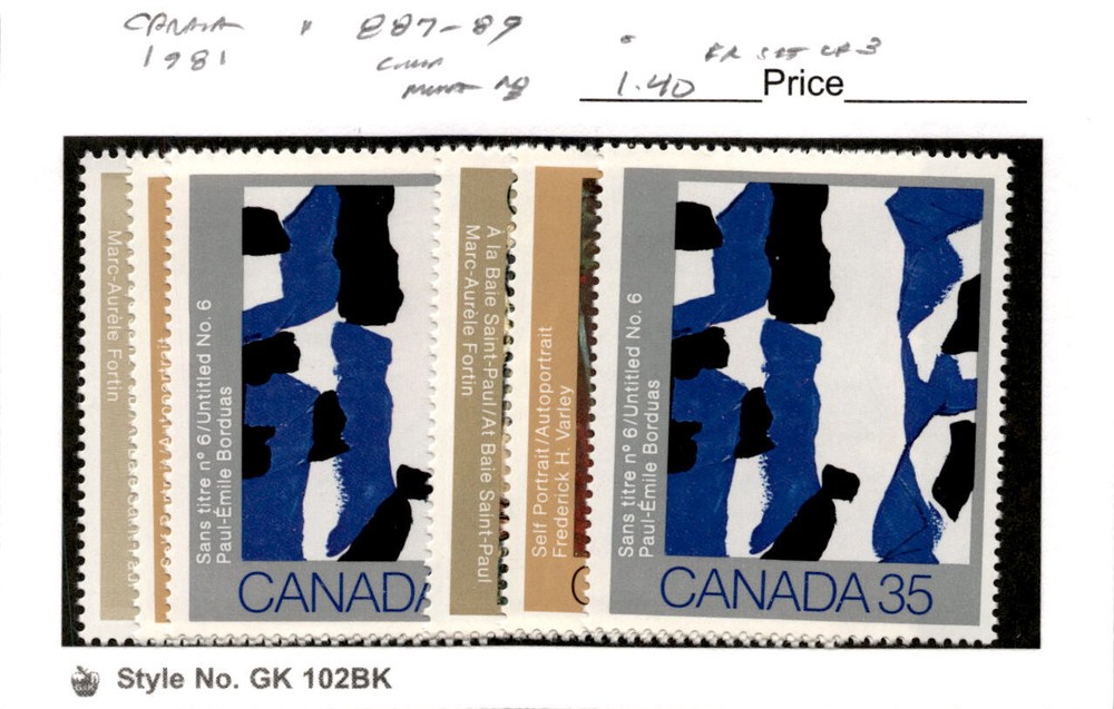 Canada, Postage Stamp, #887-889 (2 Ea) Mint NH, 1981 Art (AD)