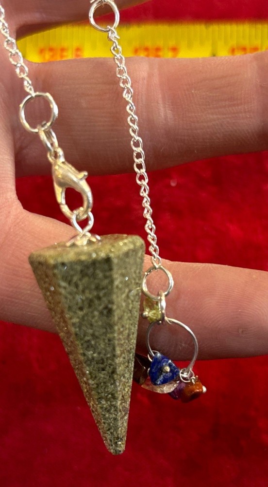 Epidote pendulum with Detachable Chakra Chain