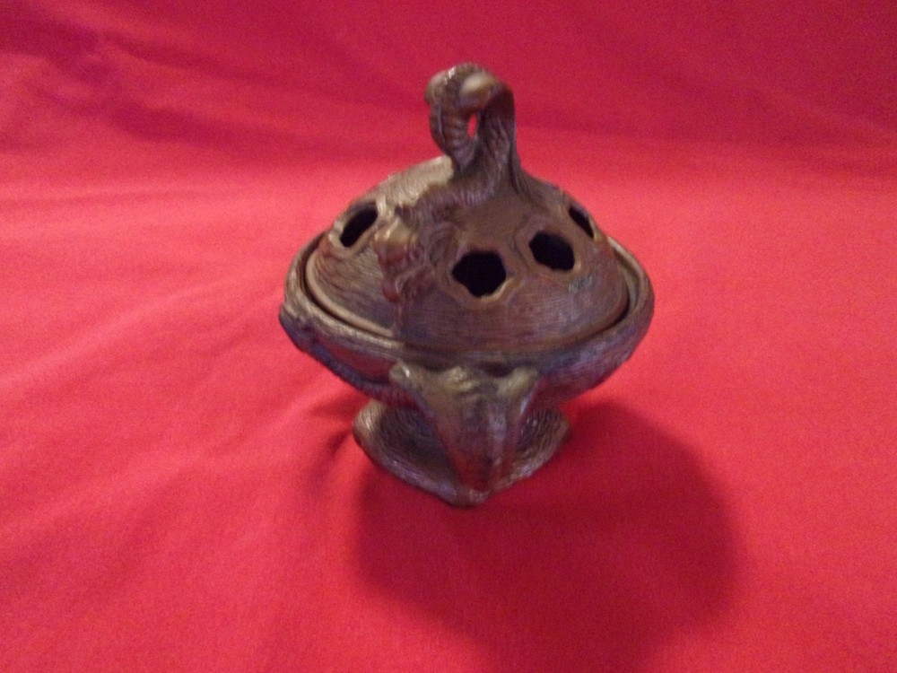 VINTAGE BRONZE DRAGON INCENSE BURNER HOLDER