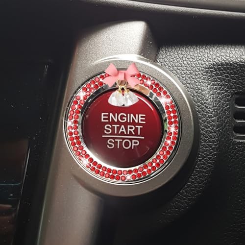 Bling Diamond Car Engine Start Stop Button Decoration Ring - Bling Ring Red